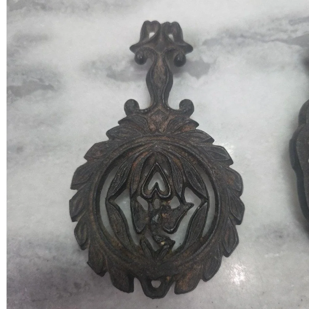 Wilton Black Cast Iron Trivets, Set of 2, Vintage Rustic Kitchen Accessory